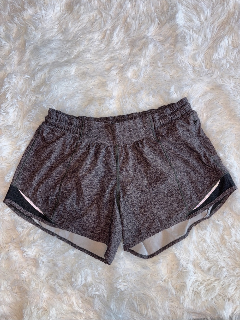 Lululemon Athletica Heathered Gray Running Shorts with Elastic Waist